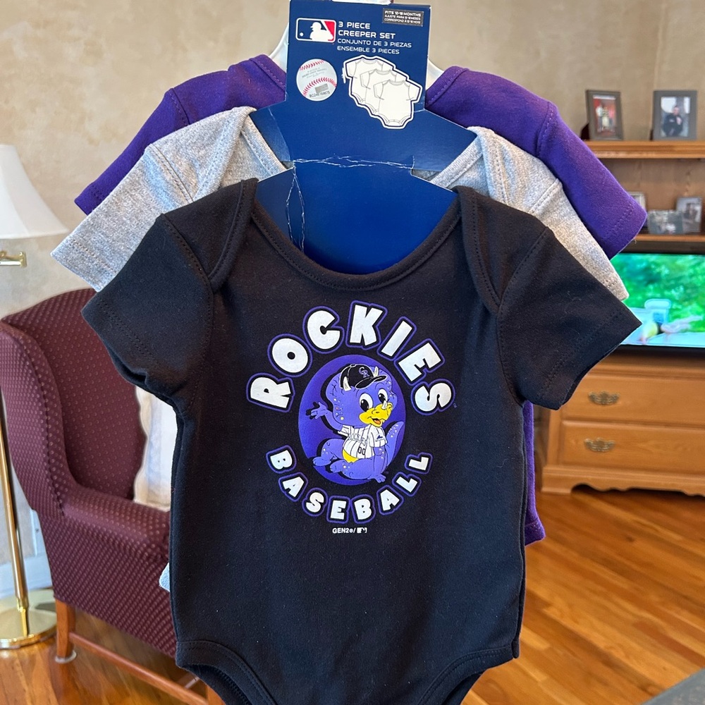 3 piece COLORADO ROCKIES onesie set